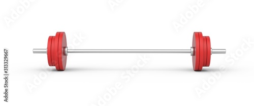 Barbell isolated white background 3d rendering