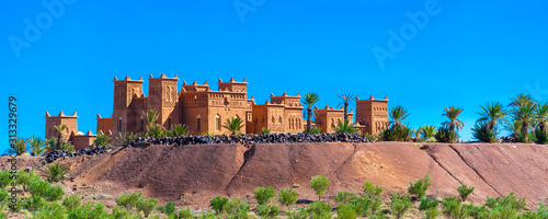 View of the fortified city of Ait-Ben-Haddou, Morocco. Copy space for text. photo