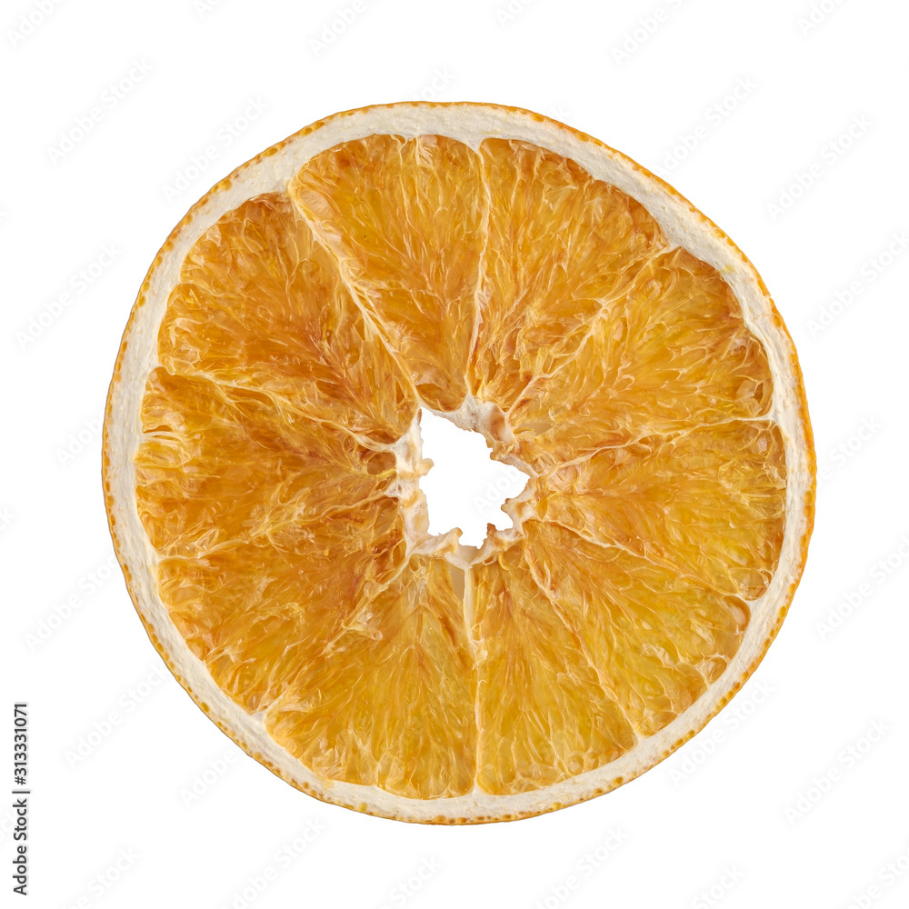 dried orange slices isolated on white background. Top view, flatlay. no shadows dried orange slices isolated on white background. Top view, flatlay. no shadows
