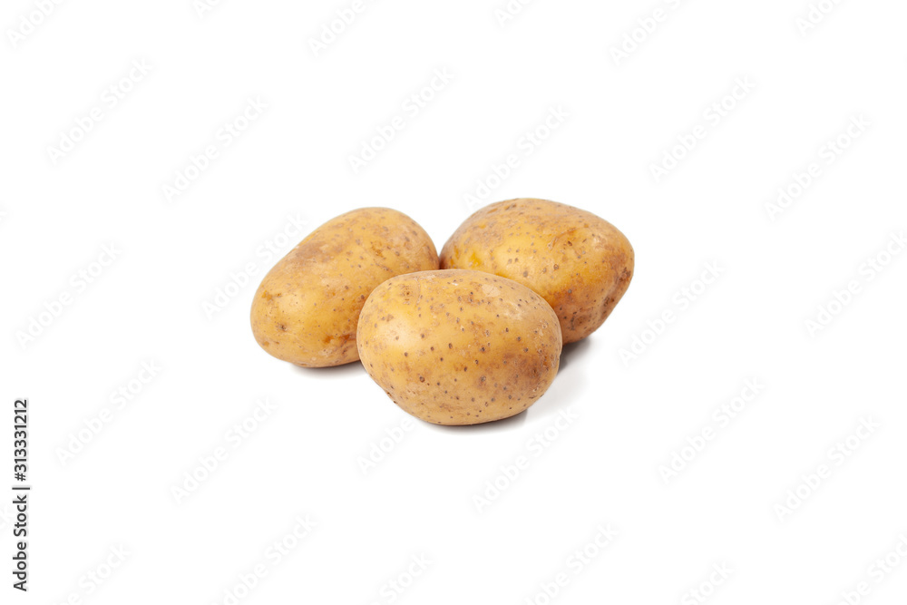 boiled potatoes on a white background and isolated boiled potatoes on a white background and isolated