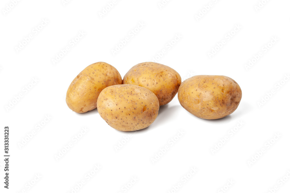 boiled potatoes on a white background and isolated boiled potatoes on a white background and isolated