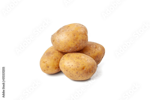 boiled potatoes on a white background and isolated