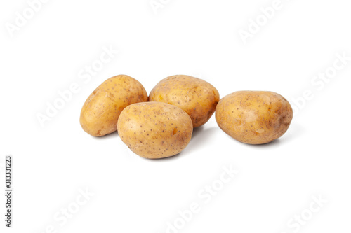 boiled potatoes on a white background and isolated