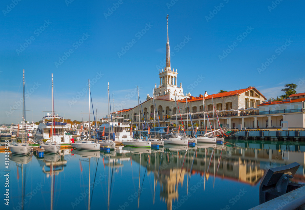 Sochi, Sea port, yachts, Sunny day