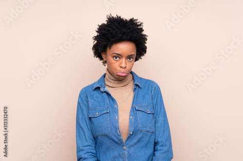 African american woman over isolated background sad