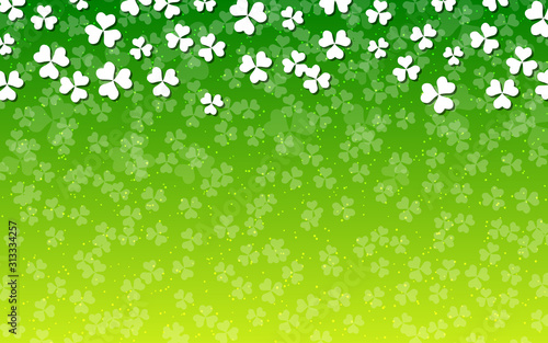 St.Patrick's Day green vector background with clover leaves
