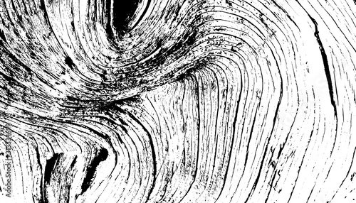 Distressed overlay texture of rough surface, old tree stump, rings on tree. Grunge background. One color graphic resource.