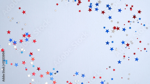 Fényképezés Independence day USA banner mockup with confetti stars in American national colors
