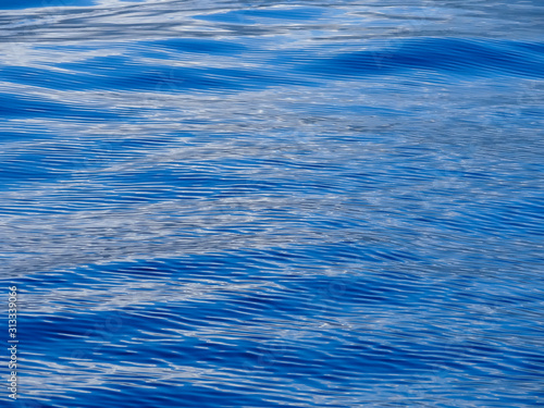 Background texture of vivid blue ocean water with ripples and waves.