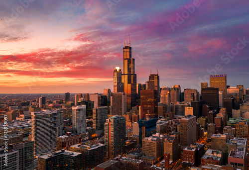 Chicago aerial view of west loop photo