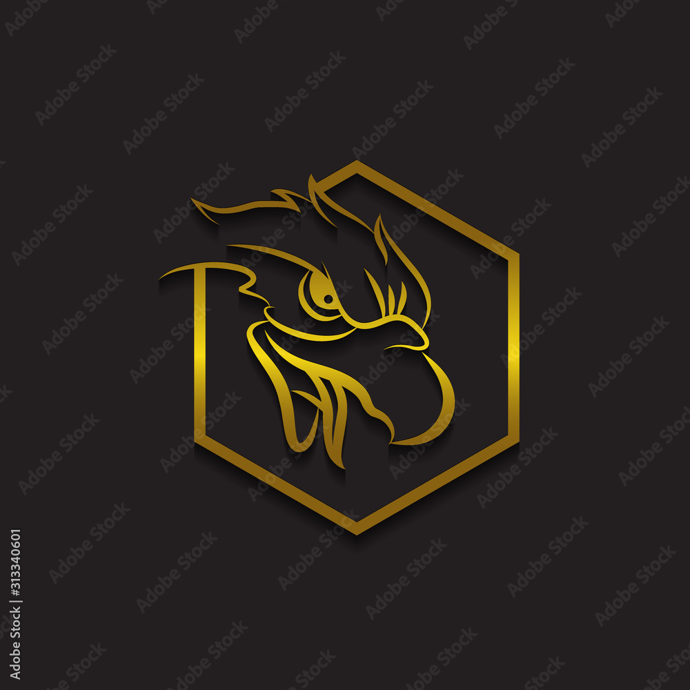 Eagle hunting. Eagle with gold space on black background. Vector illustration. Eagle hunting. Eagle with gold space on black background. Vector illustration.