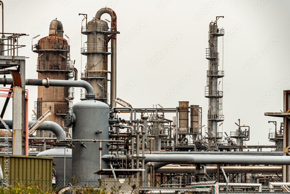 oil and gas refining industry with steel pipes australia Stock Photo |  Adobe Stock