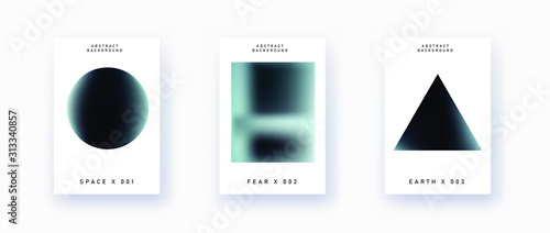 Set of posters with blurry vibrant shapes. Minimal contemorary style covers for art exhibition or music event.