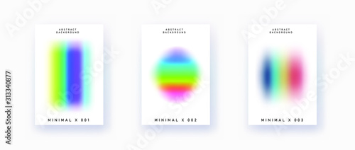 Set of posters with blurry vibrant shapes. Minimal contemorary style covers for art exhibition or music event.
