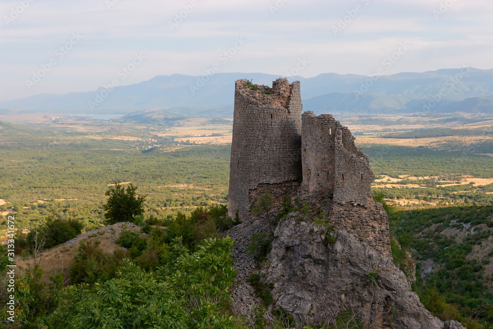 Ruins of the old fort Glavas, on the foothill of the Dinara Mountain in Croatia