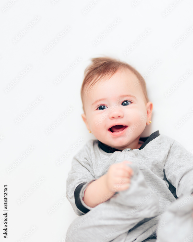 Happy Baby Laughing on White Background Happy Baby Laughing on White Background