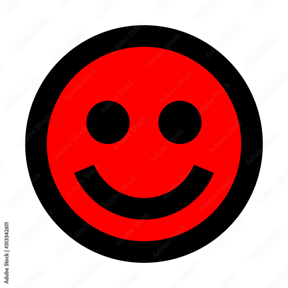 Smiley - smile - black outline, red theme - vector Smiley - smile - black outline, red theme - vector