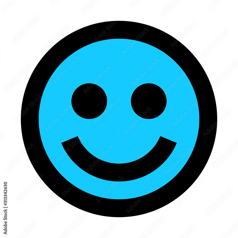 Fototapeta premium Smiley - smile - black outline, blue theme - vector