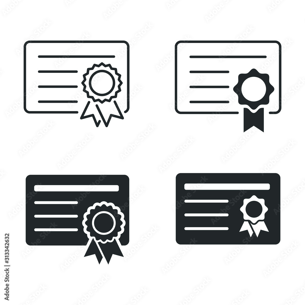 Certificate icon template color editable. Achievement, award symbol vector sign isolated on white background illustration for graphic and web design. Certificate icon template color editable. Achievement, award symbol vector sign isolated on white background illustration for graphic and web design.