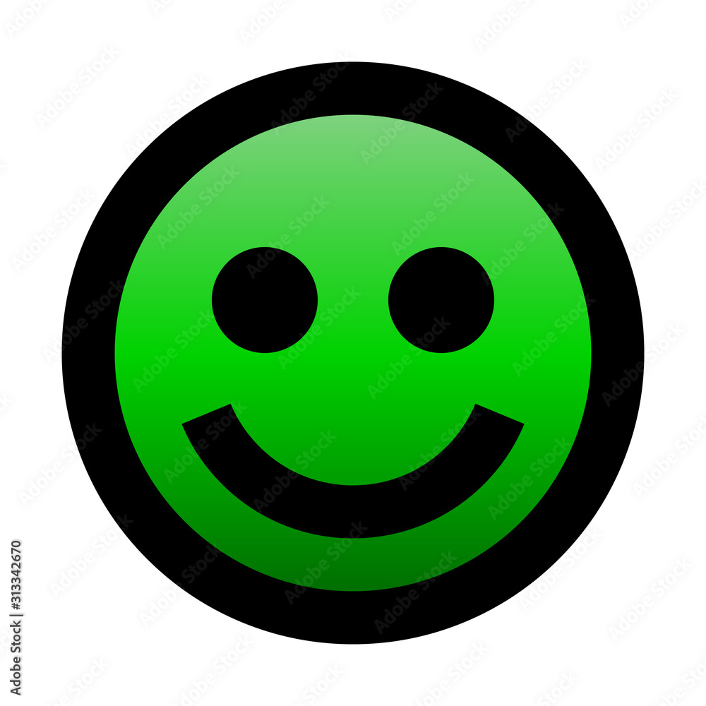 Smiley - smiling - black outline, green gradient theme - vector Smiley - smiling - black outline, green gradient theme - vector