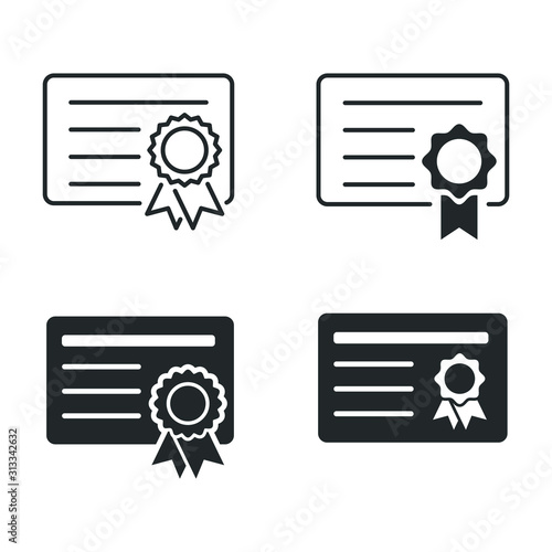 Certificate icon template color editable. Achievement, award symbol vector sign isolated on white background illustration for graphic and web design.