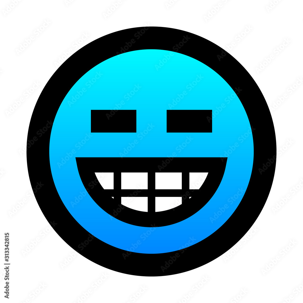 Smiley - big green laugh - black outline, cold blue gradient theme - vector Smiley - big green laugh - black outline, cold blue gradient theme - vector