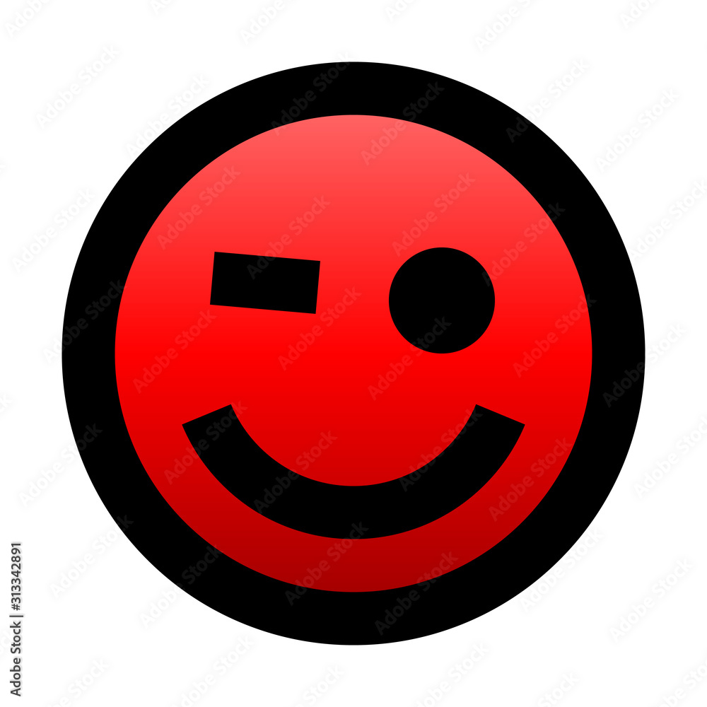 Fototapeta premium Smiley - winking - black outline, red gradient theme - vector