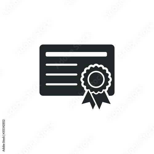 Certificate icon template color editable. Achievement, award symbol vector sign isolated on white background illustration for graphic and web design.