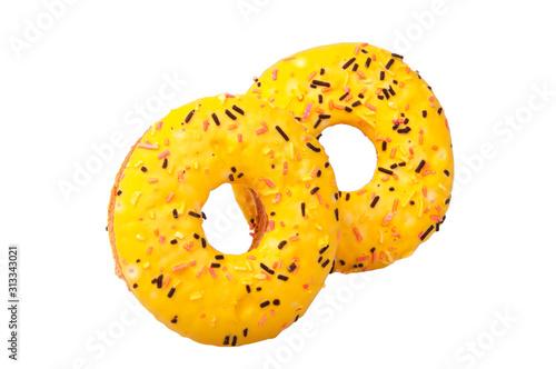 yummy yellow donut isolated on the white