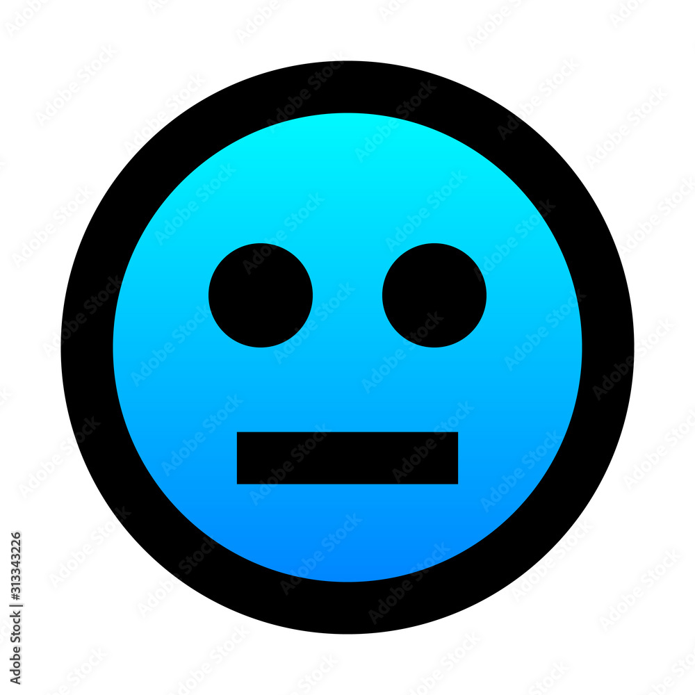Fototapeta premium Smiley - neutral - black outline, cold blue gradient theme - vector