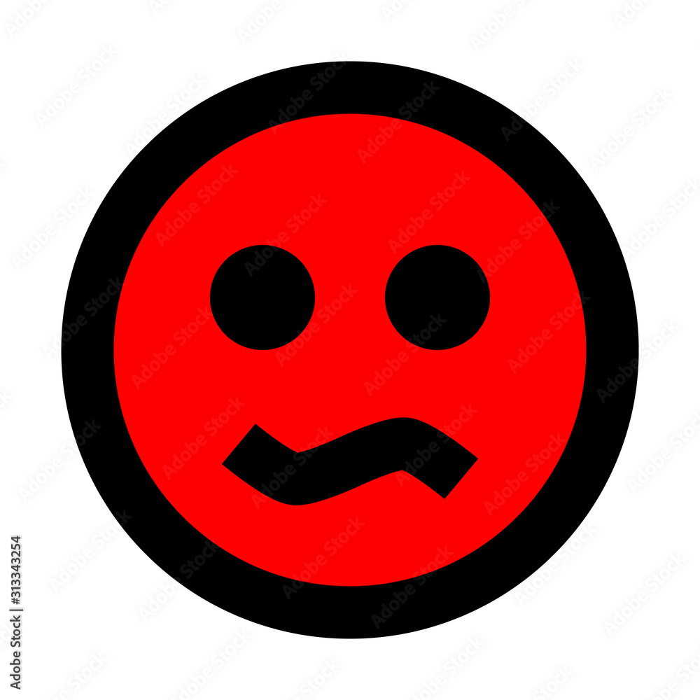 Smiley - bored - black outline, red theme - vector Smiley - bored - black outline, red theme - vector