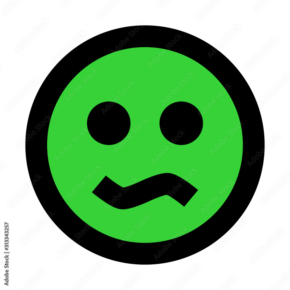 Smiley - bored - black outline, green theme - vector Smiley - bored - black outline, green theme - vector