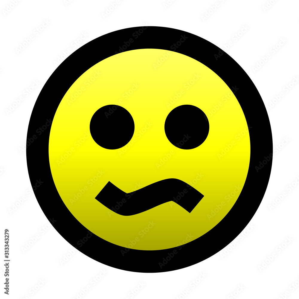 Fototapeta premium Smiley - bored - black outline, yellow gradient theme - vector