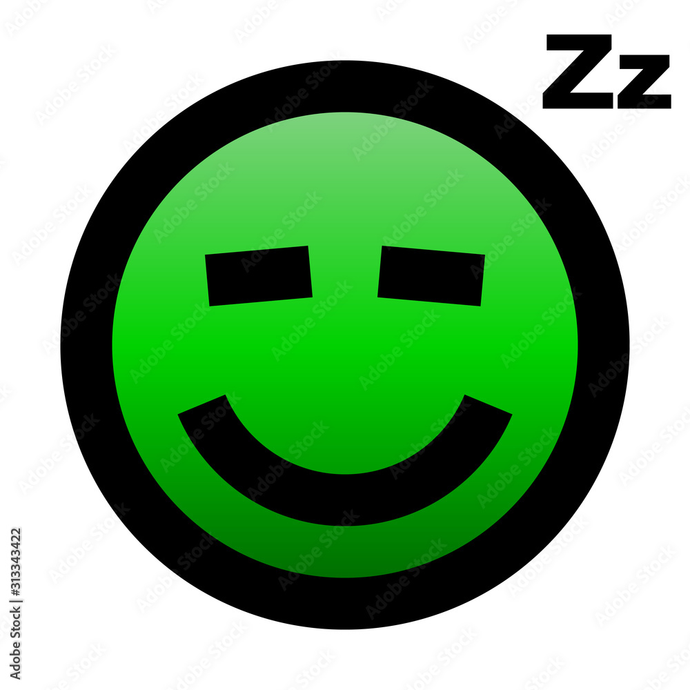 Smiley - sleeping - black outline, green theme - vector Smiley - sleeping - black outline, green theme - vector