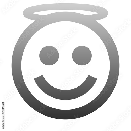 Smiley - angel - gray outline gradient theme - vector