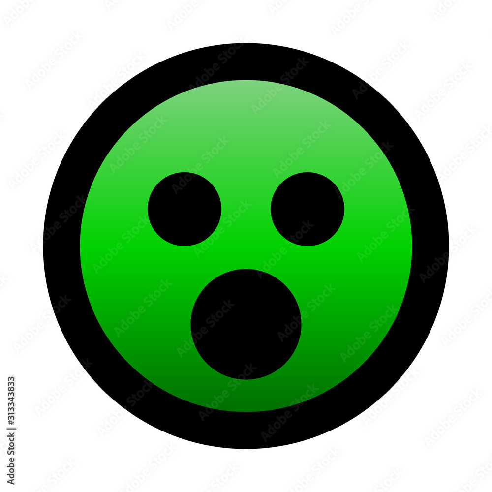 Smiley - shocked - black outline, green theme - vector Smiley - shocked - black outline, green theme - vector