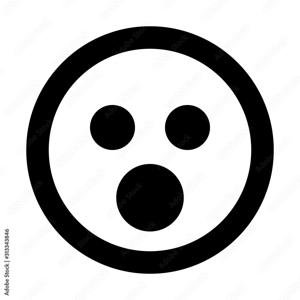 Smiley - shocked - black outline theme - vector