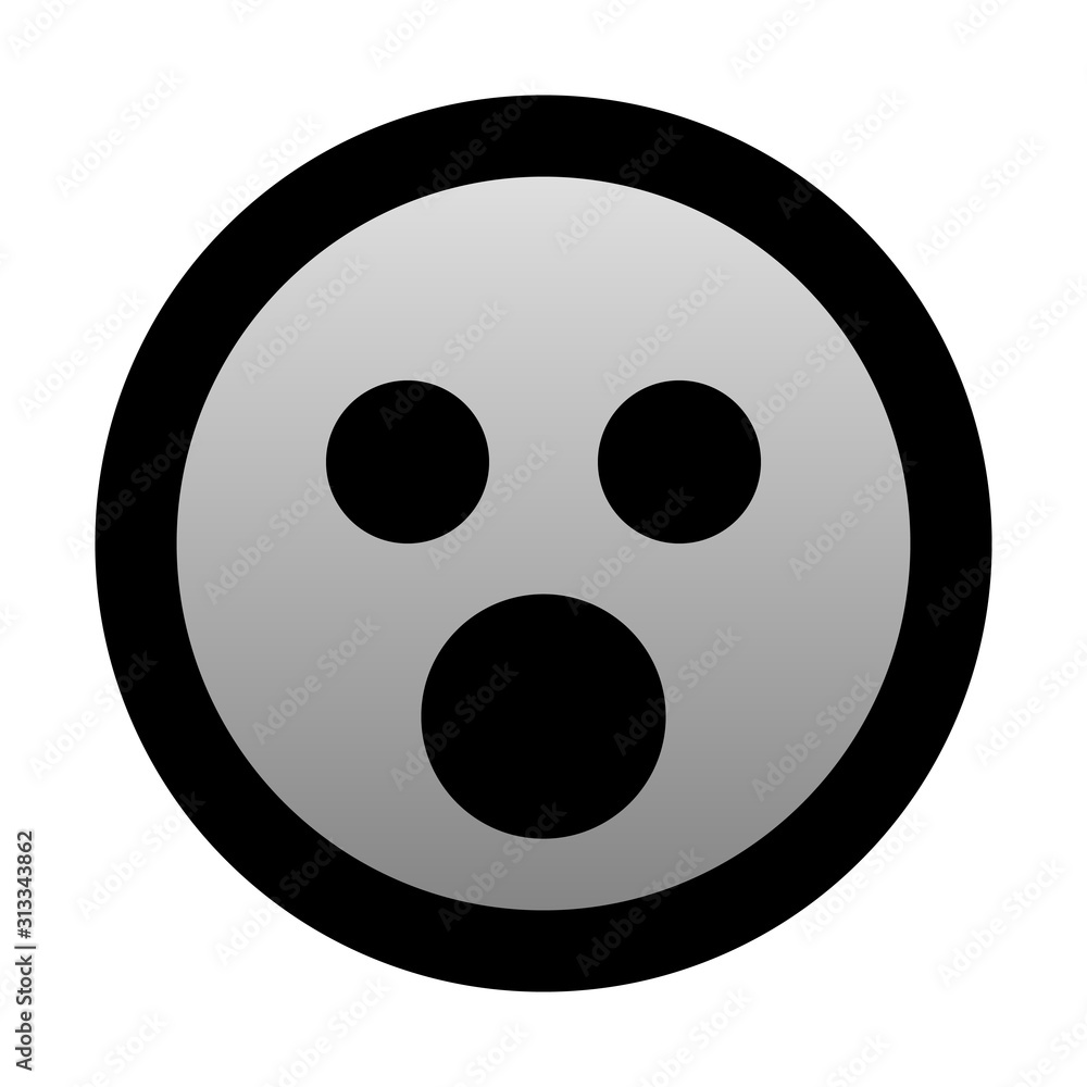 Smiley - shocked - black outline, gray theme - vector Smiley - shocked - black outline, gray theme - vector