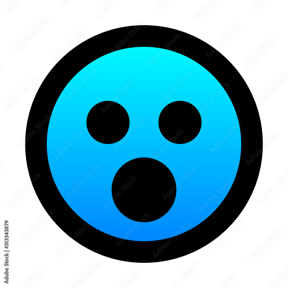 Smiley - shocked - black outline, cold blue theme - vector Smiley - shocked - black outline, cold blue theme - vector