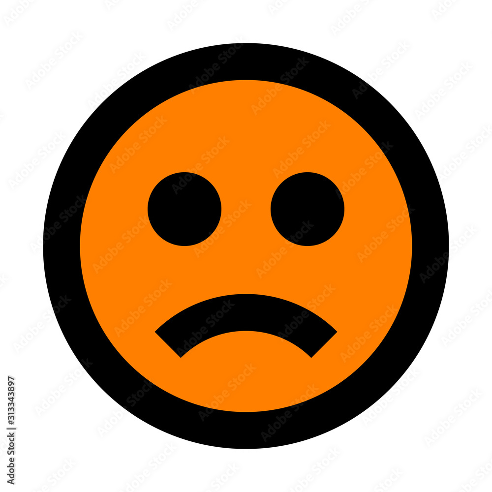 Smiley - sad - black outline, orange theme - vector Smiley - sad - black outline, orange theme - vector