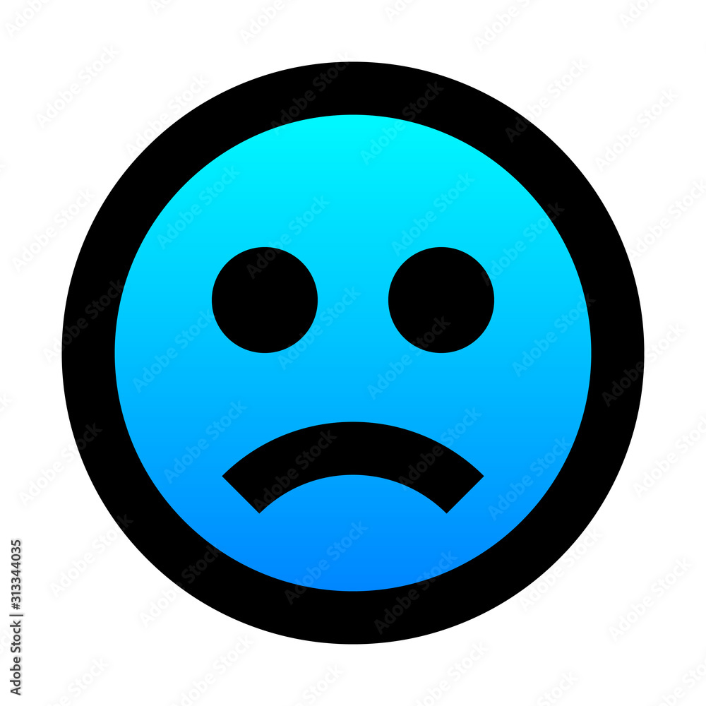 Smiley - sad - black outline, cold blue theme - vector Smiley - sad - black outline, cold blue theme - vector