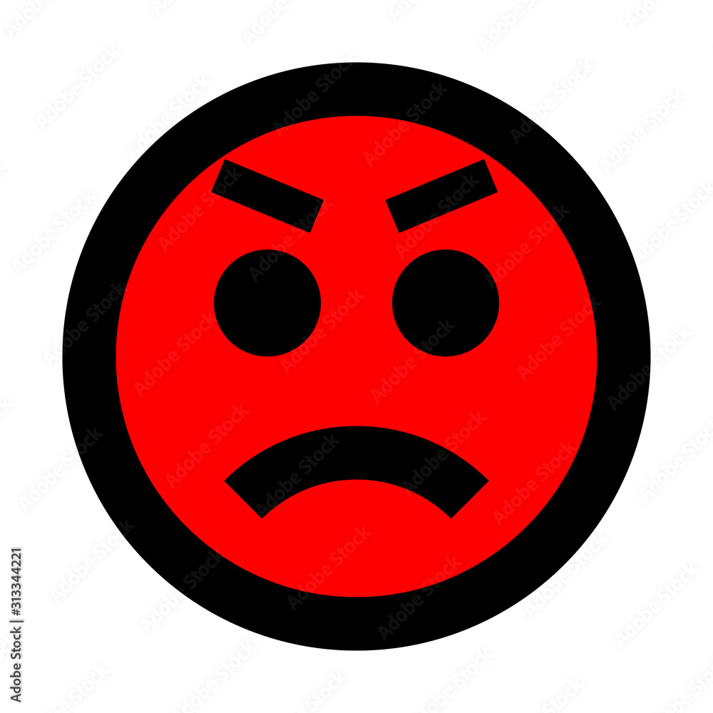 Smiley - angry - black outline, red theme - vector Smiley - angry - black outline, red theme - vector