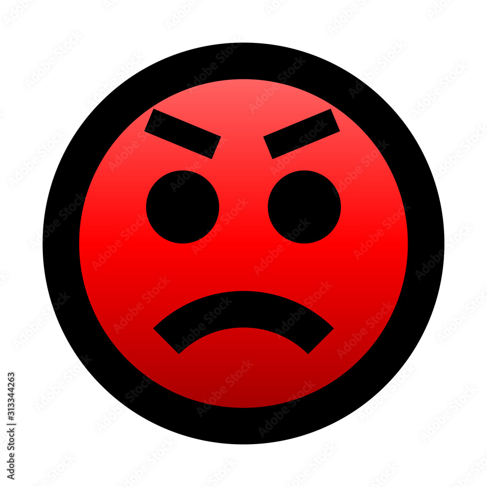Smiley - angry - black outline, red gradient theme - vector Smiley - angry - black outline, red gradient theme - vector