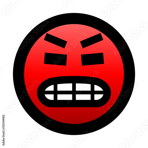 Smiley - super very angry - black outline, red gradient theme - vector