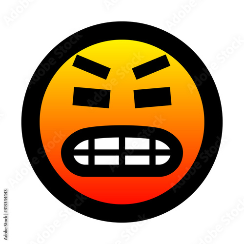 Smiley - super very angry - black outline, warm orange gradient theme - vector