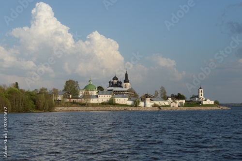 View from the river Sheksna on the resurrection Goritsky monastery. Vologda region