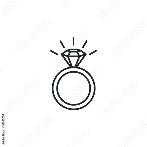 Ring With Diamond icon template color editable. engagement and wedding ring symbol vector sign isolated on white background illustration for graphic and web design.