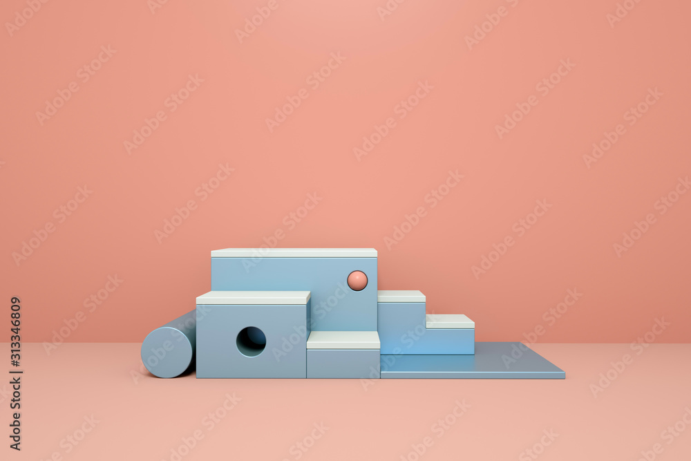 3D rendering of the colorful geometric background. Geometric shapes in modern minimal design. Minimalistic mock up for promotion, cosmetic background, product show. 3D rendering of the colorful geometric background. Geometric shapes in modern minimal design. Minimalistic mock up for promotion, cosmetic background, product show.
