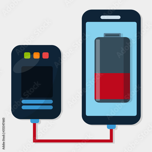 Free Download power bank with smartphone for charging concept isolated vector illustration - GFXLoad