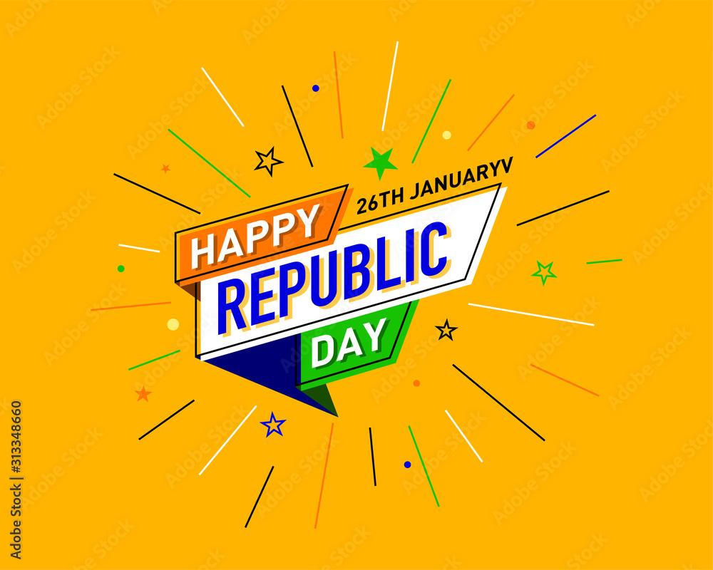 26th January. Happy Republic Day of India Concept, Template ...